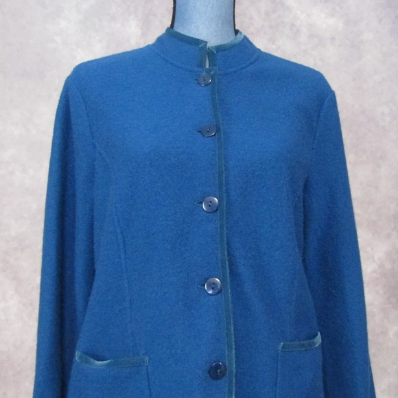 Talbots Merino Wool Blazer w/ Velvet Trim Size M - Picture 2 of 6